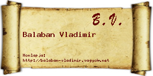 Balaban Vladimir névjegykártya